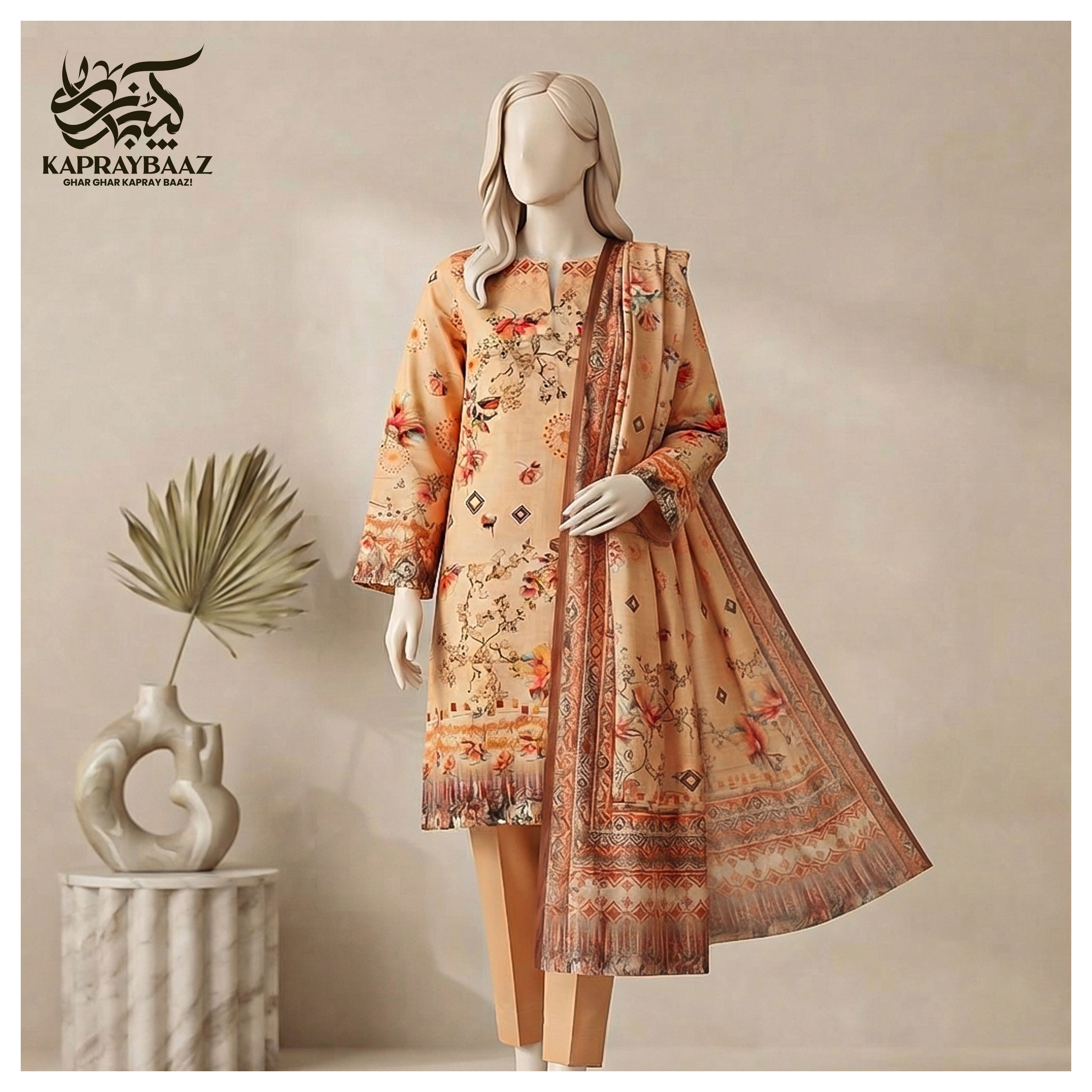 🌸 Peach Blossom – Lawn 3 Piece 🌸